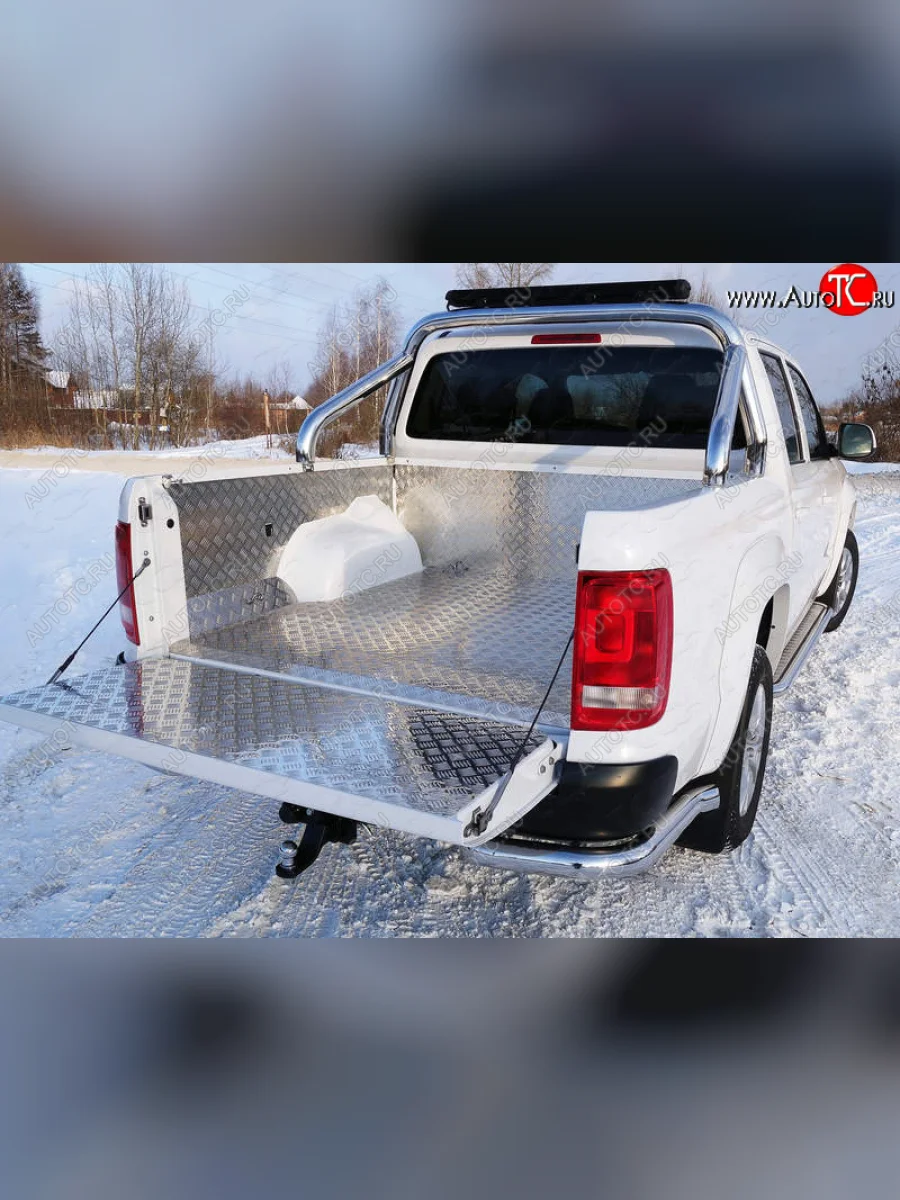 Защита кузова (только для кузова) d 76,1 мм светодиодной фарой ТСС Тюнинг Volkswagen Amarok рестайлинг (2016-2022) (нержавейка)  в Керчи Республика Крым