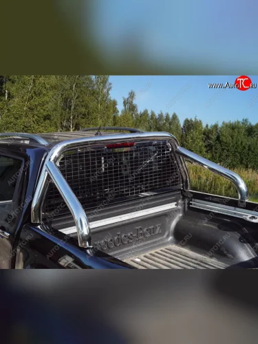 Защита кузова и заднего стекла (только для кузова) d 76,1 мм со светодиодной фарой ТСС Тюнинг (нержавейка) Mercedes-Benz X class  W470 (2017-2020)