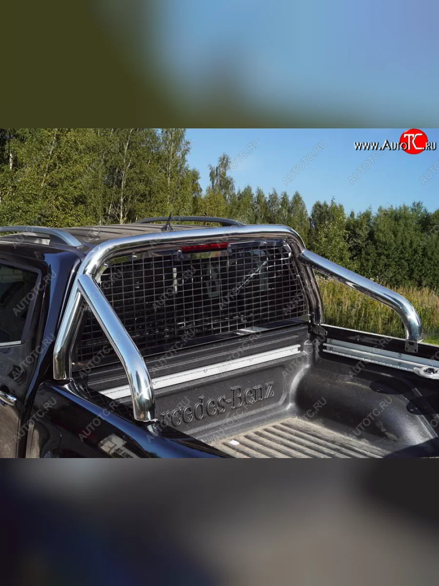 Защита кузова и заднего стекла (только для кузова) d 76,1 мм со светодиодной фарой ТСС Тюнинг Mercedes-Benz X class W470 (2017-2020) (нержавейка)  в Керчи Республика Крым