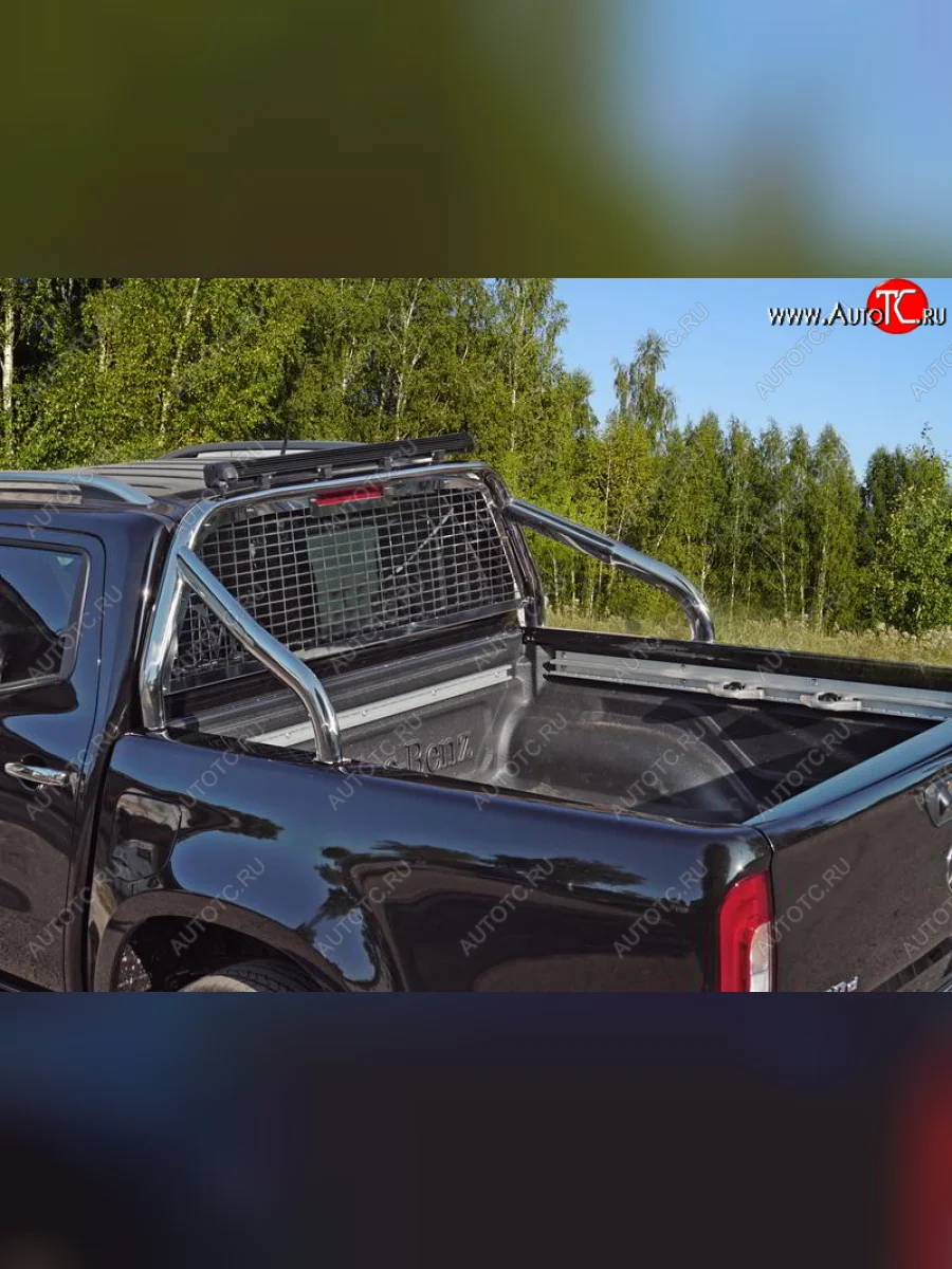 Защита кузова и заднего стекла (только для кузова) d 75*42 мм со светодиодной фарой ТСС Тюнинг Mercedes-Benz X class W470 (2017-2020) (нержавейка)  в Воронеже Воронежской области