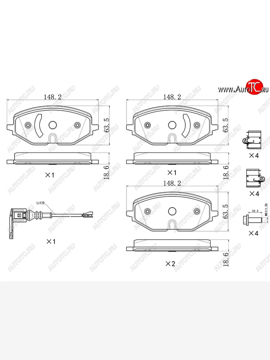 Колодки тормозные перед FL-FR SAT Skoda Octavia A8 универсал (2019-2022) (с датчиком износа и крепления)  в Перми Пермском крае