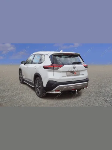 Защита заднего бампера (уголки) d 42,4 мм ТСС Тюнинг (нержавейка) Nissan X-trail  4 T33 (2021-2025) дорестайлинг