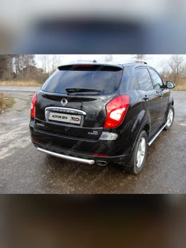 Защита заднего бампера (центральная) d 60,3 мм ТСС Тюнинг (нержавейка) SSANGYONG Actyon (2013-2021) рестайлинг
