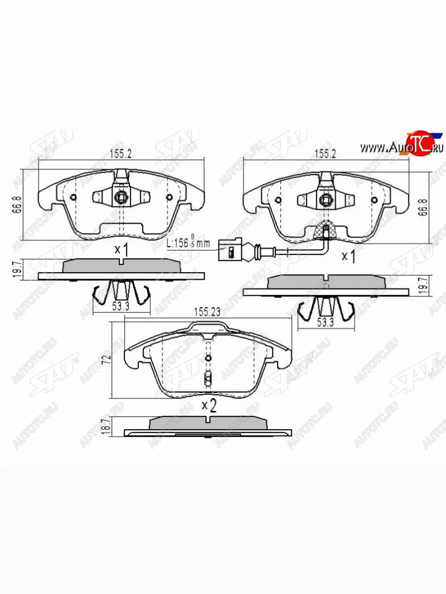 Колодки тормозные перед FL-FR SAT Volkswagen Polo Mk6 лифтбек (2020-2022)  в Самаре Самарской области