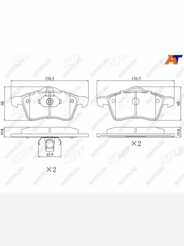 Колодки тормозные перед FL-FR SAT Volkswagen Transporter  T4 (1990-2003) дорестайлинг, рестайлинг