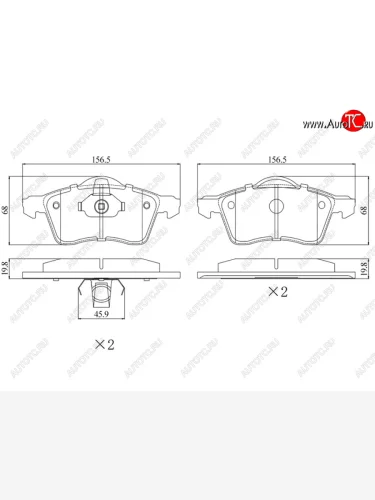 Колодки тормозные перед FL-FR SAT Volkswagen Transporter  T4 (1990-2003) дорестайлинг, рестайлинг
