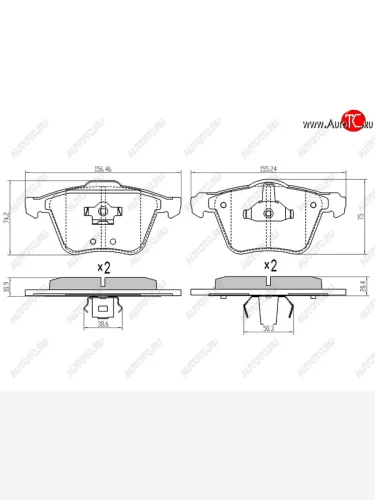 Колодки тормозные перед FL-FR SAT Volvo XC90 C дорестайлинг (2002-2006)