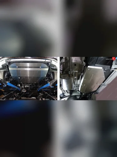 Защиты комплект (картер и кпп, бак) ТСС Тюнинг (алюминий 4 мм) Volkswagen Multivan T6 дорестайлинг (2016-2019)