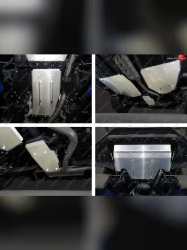 Защиты комплект (картер, кпп, задний дифференциал, бак правая, бак правая, не устанавливается с передней защитой автомобиля) ТСС Тюнинг (алюминий 4 мм) Subaru Forester SK/S14 дорестайлинг (2018-2021)