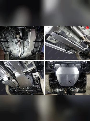 Защиты комплект (картер, кпп, топливопровод, бак левая, бак правая) ТСС Тюнинг (алюминий 4 мм) Mitsubishi Eclipse Cross GK дорестайлинг (2017-2021)