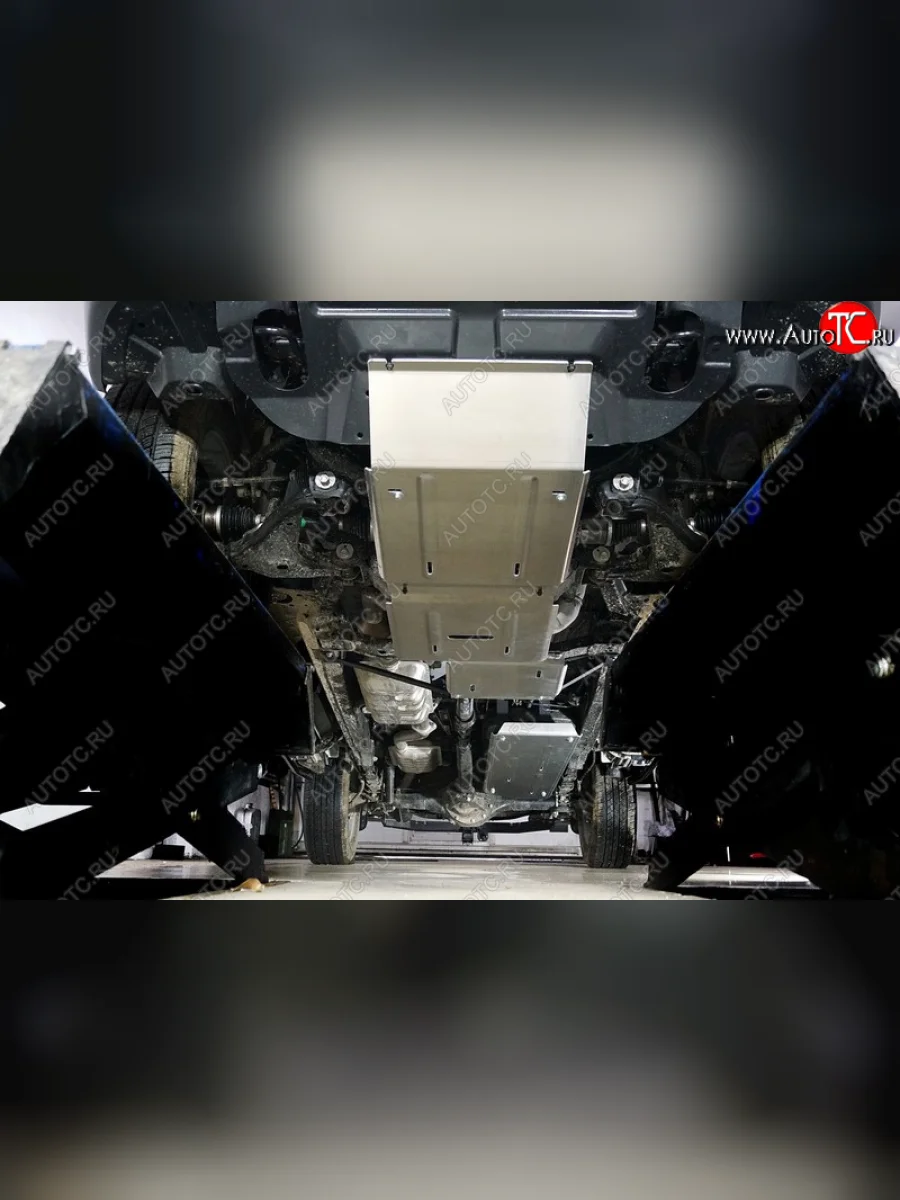 Защиты комплект (картера, переднего моста, КПП, раздаточной коробки, бака) 2-0T (бенз) ТСС Тюнинг JAC T6 пикап (2018-2024) (алюминий 4 мм)  в Перми Пермском крае