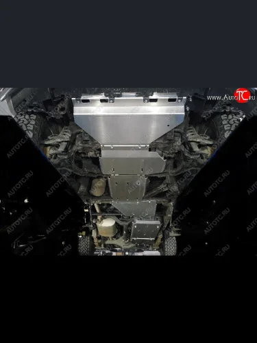 Защиты комплект (радиатора, картера, кпп, раздаточной коробки, бака, емкости AdBlue) 2.3D AT Luxury ТСС Тюнинг (алюминий 4 мм) Dong Feng DF6 пикап (2022-2025)