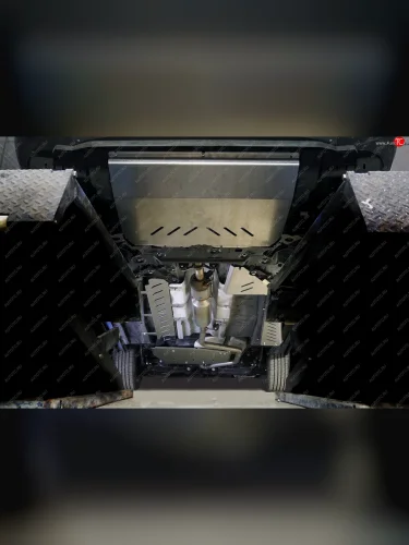 Защиты комплект (картер, кпп, трубок кондиционера, топливопровод, бак, адсорбер) ТСС Тюнинг (алюминий 4 мм) Jetour X90 Plus (2021-2025)