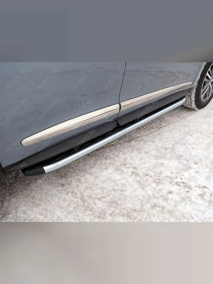 Пороги алюминиевые с пластиковой накладкой ТСС Тюнинг INFINITI Q60 CKV36 купе (2013-2016) (серые)  в Воронеже Воронежской области