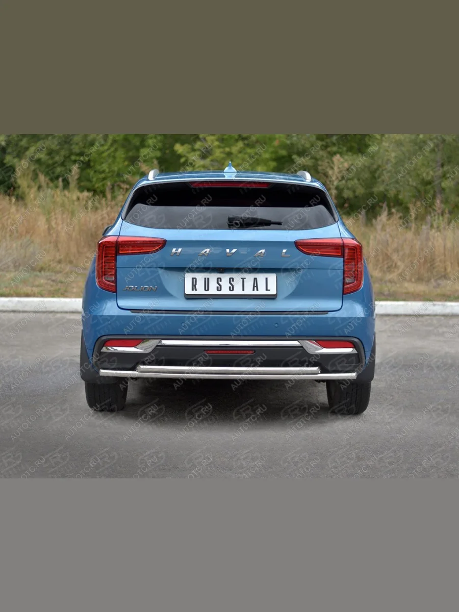 Защита заднего бампера d42*42 дуга SLITKOFF  Haval Jolion (2020-2024) (нержавейка полированная)  с доставкой в г. Самара