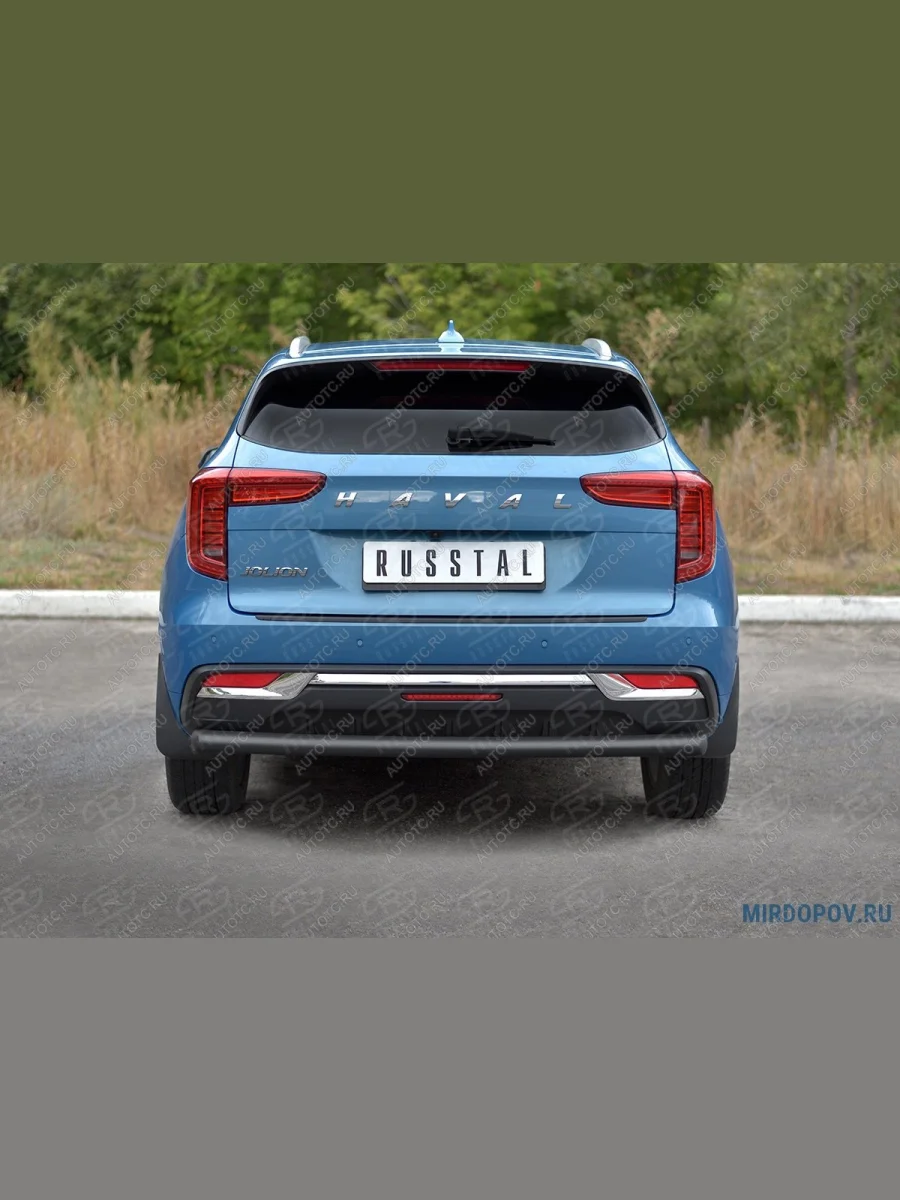 Защита заднего бампера d63 секции SLITKOFF  Haval Jolion (2020-2024) (нержавейка окрашенная в черный цвет)  в Керчи Республика Крым