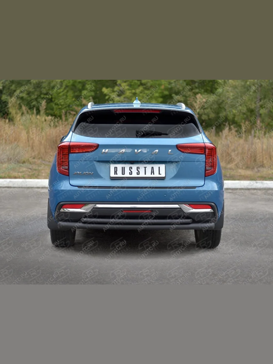 Защита заднего бампера d63*42 дуга SLITKOFF  Haval Jolion (2020-2024) (нержавейка окрашенная в черный цвет)  в Воронеже Воронежской области