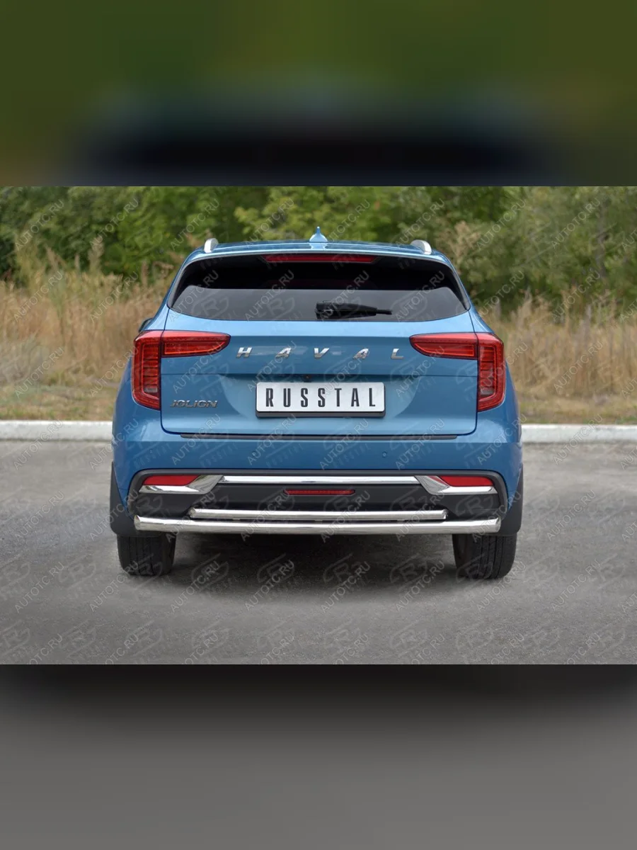 Защита заднего бампера d63*42 дуга SLITKOFF  Haval Jolion (2020-2024) (нержавейка полированная)  в Воронеже Воронежской области