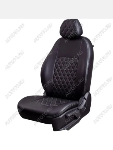 Комплект чехлов для сидений (РЗС 50/50 2П Илана+Орегон) ТУРИН Lord Autofashion (черная, вставка РОМБ черная+серая, строчка серая) Great Wall Safe (2001-2010)