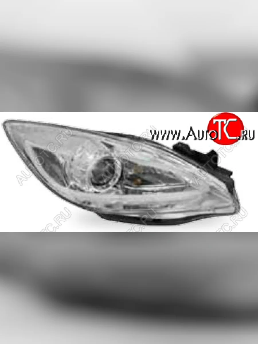 Комплект фар в сборе (линзованые, хром) JUNYAN Mazda 3/Axela BL дорестайлинг, хэтчбэк 5 дв. (2009-2011) (Хром)  с доставкой в г. Пермь