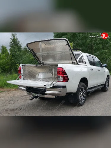 Защитный алюминиевый вкладыш в кузов автомобиля (без борта) ТСС Тюнинг (алюминий) Toyota Hilux AN120 1-ый рестайлинг (2017-2020)