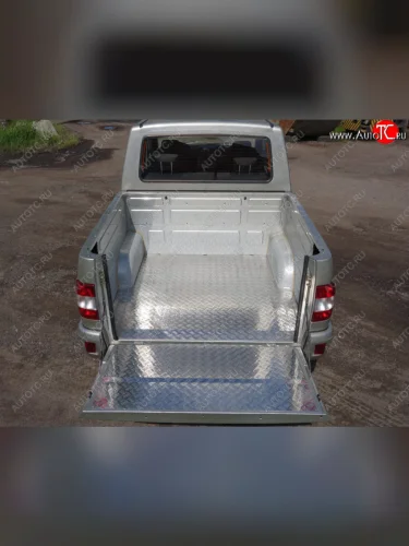 Защитный алюминиевый вкладыш в кузов автомобиля (дно, борт) ТСС Тюнинг Уаз Патриот 23632 2-ой рестайлинг пикап (2016-2025) (алюминий)