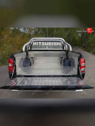 Защитный алюминиевый вкладыш в кузов автомобиля (комплект) ТСС Тюнинг (алюминий) Mitsubishi L200 5 KK,KL рестайлинг (2018-2022)