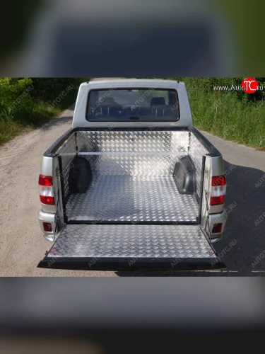 Защитный алюминиевый вкладыш в кузов автомобиля на пластик (комплект) ТСС Тюнинг Уаз Патриот 23632 2-ой рестайлинг пикап (2016-2025) (алюминий)