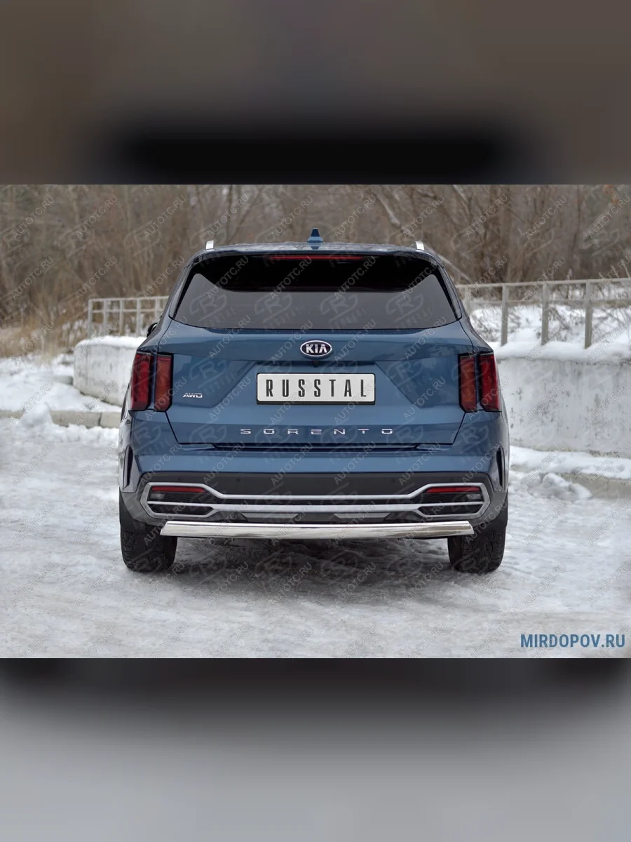 Защита заднего бампера d42 секции SLITKOFF  KIA Sorento (2020-2022) MQ4 (нержавейка)  в Перми Пермском крае
