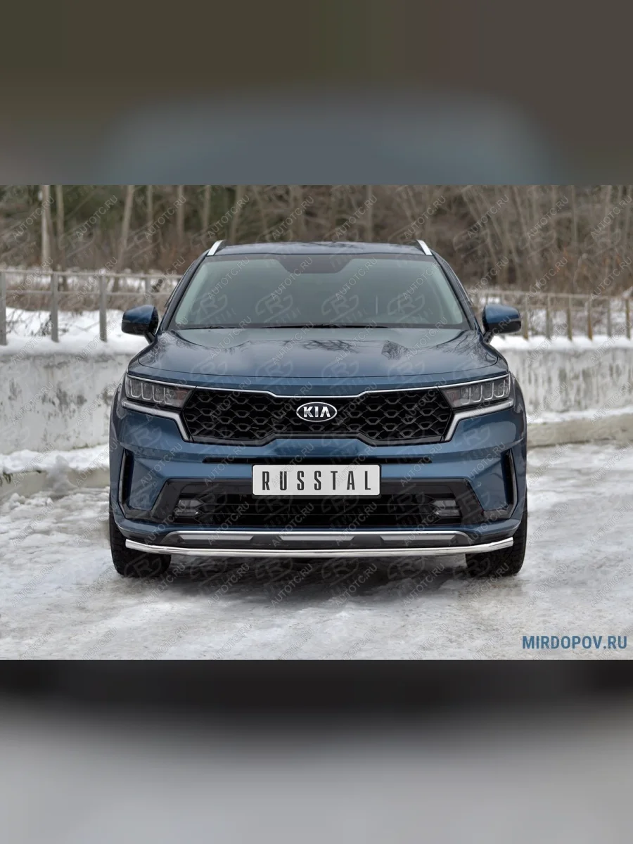 Защита переднего бампера d42 секции SLITKOFF KIA Sorento MQ4 (2020-2022) (нержавейка полированная)  в Керчи Республика Крым