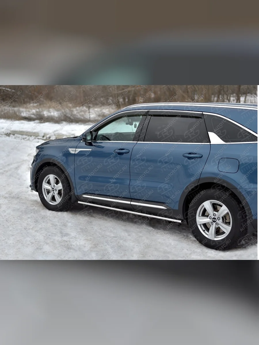 Пороги труба d42 с листом SLITKOFF KIA Sorento MQ4 (2020-2022) (лист алюминиевый)  в Перми Пермском крае