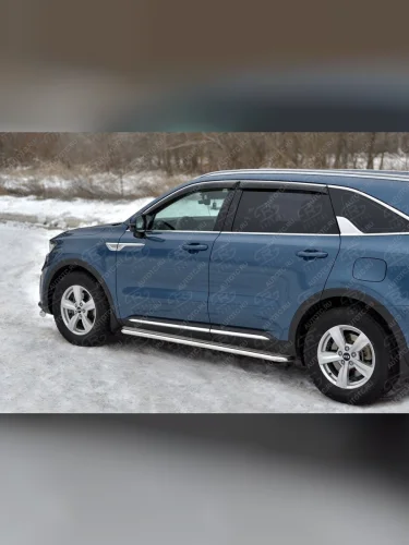 Пороги труба d42 с листом SLITKOFF KIA Sorento  MQ4 (2020-2022)