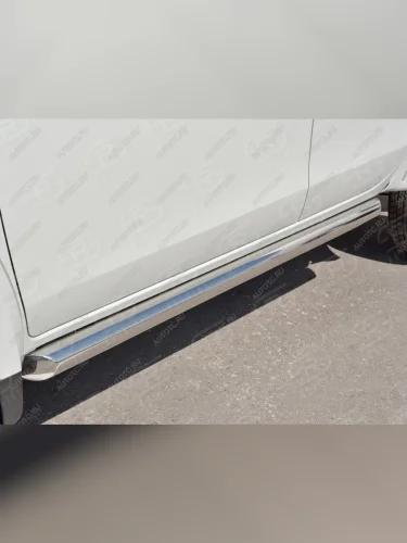 Защита порогов (d76 мм) SLITKOFF (торцы со скосами) Mitsubishi Outlander  CW0W (2005-2010) дорестайлинг