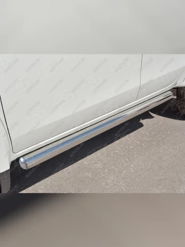 Защита порогов d76 мм SLITKOFF (с круглыми торцами) Mitsubishi Outlander  CW0W (2005-2010) дорестайлинг