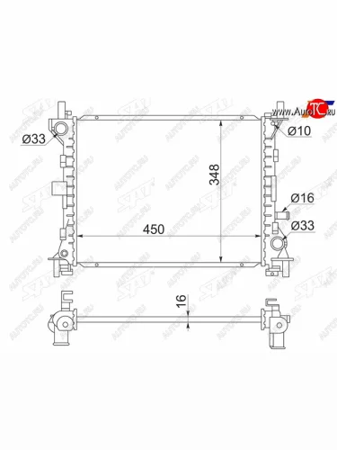 Радиатор (пластинчатый, 1.6 / 1.8 / 2.0, МКПП/АКПП) SAT Ford Focus 1 хэтчбэк 3 дв. дорестайлинг (1998-2002)
