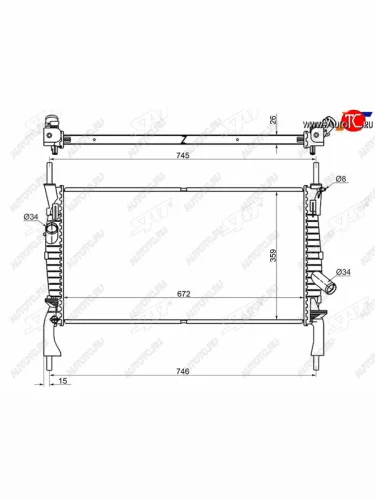 Радиатор (пластинчатый, 2.2TD/2.3/2.4TD, МКПП) SAT Ford Transit цельнометаллический фургон (2006-2014)