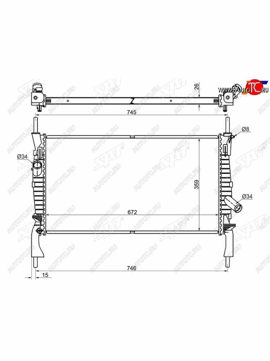 Радиатор (пластинчатый, 2.2TD/2.3/2.4TD, МКПП) SAT Ford Transit цельнометаллический фургон (2006-2014)  в Перми Пермском крае