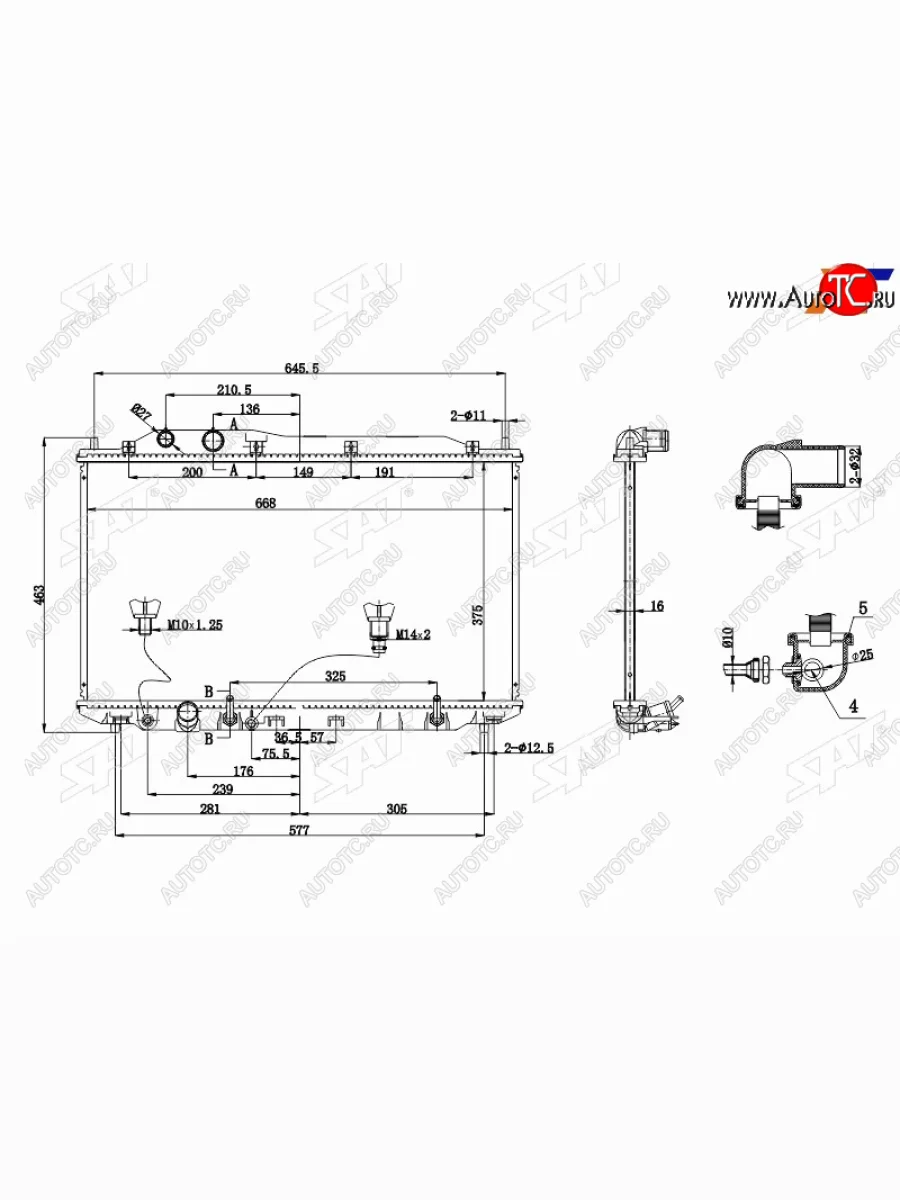 Радиатор SAT Honda Civic FK,FN хэтчбэк 5 дв. дорестайлинг (2005-2008)  с доставкой в г. Керчь