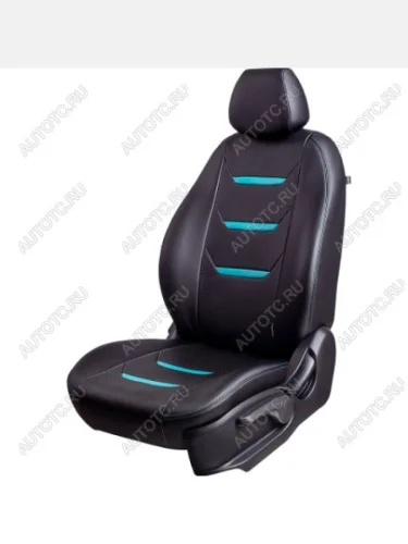 Комплект чехлов для сидений (РЗС 40/60+отд.бок. 2Г Орегон) ТУРИН-2 Lord Autofashion (черный, вставка черная+бирюза, строчка бирюза) Hyundai Elantra  HD (2006-2011)