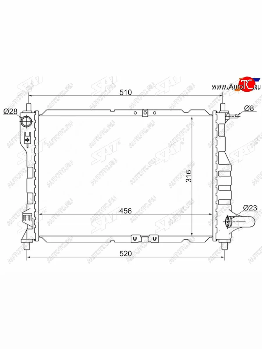 Радиатор SAT Daewoo Matiz M100 дорестайлинг (1998-2000)  с доставкой в г. Керчь