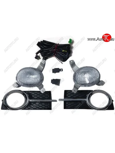 Противотуманная фары (левая/правая) DEPO (+проводка, +решетка бампера хром) Chevrolet Aveo T250 хэтчбек 5 дв рестайлинг (2006-2011)