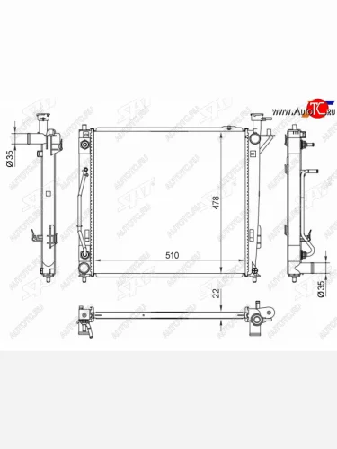 Радиатор охлаждающей жидкости SAT Hyundai Santa Fe CM рестайлинг (2009-2012)