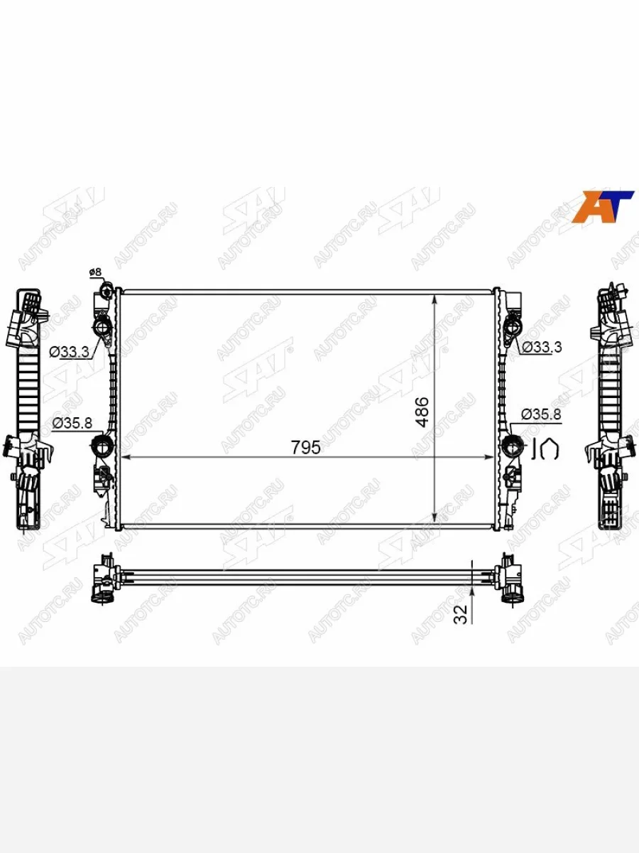 Радиатор охлаждающей жидкости SAT Porsche Cayenne 958 (2010-2014)  с доставкой в г. Керчь