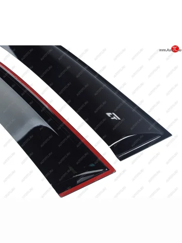 Комплект дефлекторов окон (широкий) COBRA TUNING (черный глянец) Skoda Rapid NH3 дорестайлинг лифтбэк (2012-2017)