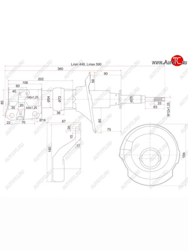 Стойка передняя LH SAT (болт D-14) Honda Stream 1 RN1,RN3  дорестайлинг (2000-2004)