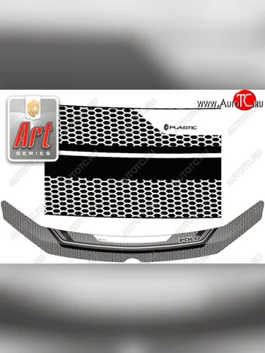 Дефлектор капота CA-Plastic (Серия Art серебро) Volkswagen Polo Mk5 хэтчбэк 3 дв. (2010-2015)