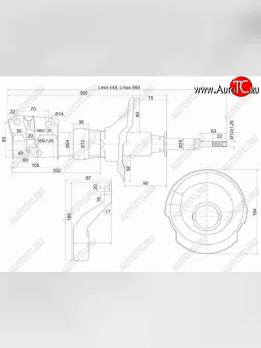 Стойка передняя RH SAT (болт D-14) Honda Stream 1 RN1,RN3  дорестайлинг (2000-2004)