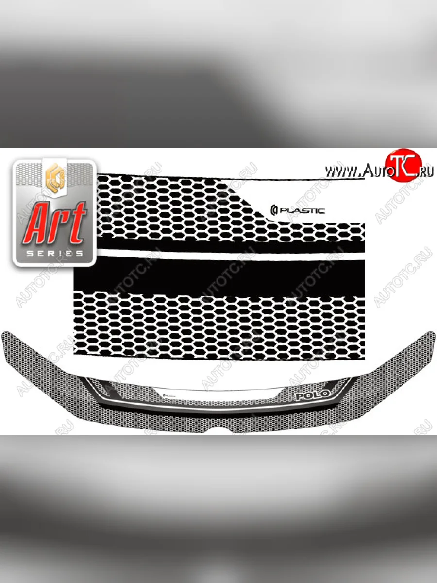 Дефлектор капота CA-Plastic Volkswagen Polo Mk5 6R,6C,61 седан дорестайлинг (2009-2015) (Серия Art графит)  в Керчи Республика Крым