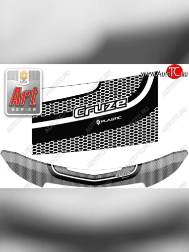 Дефлектор капота CA-Plastic (Серия Art серебро) Chevrolet Cruze J300 седан дорестайлинг (2009-2012)