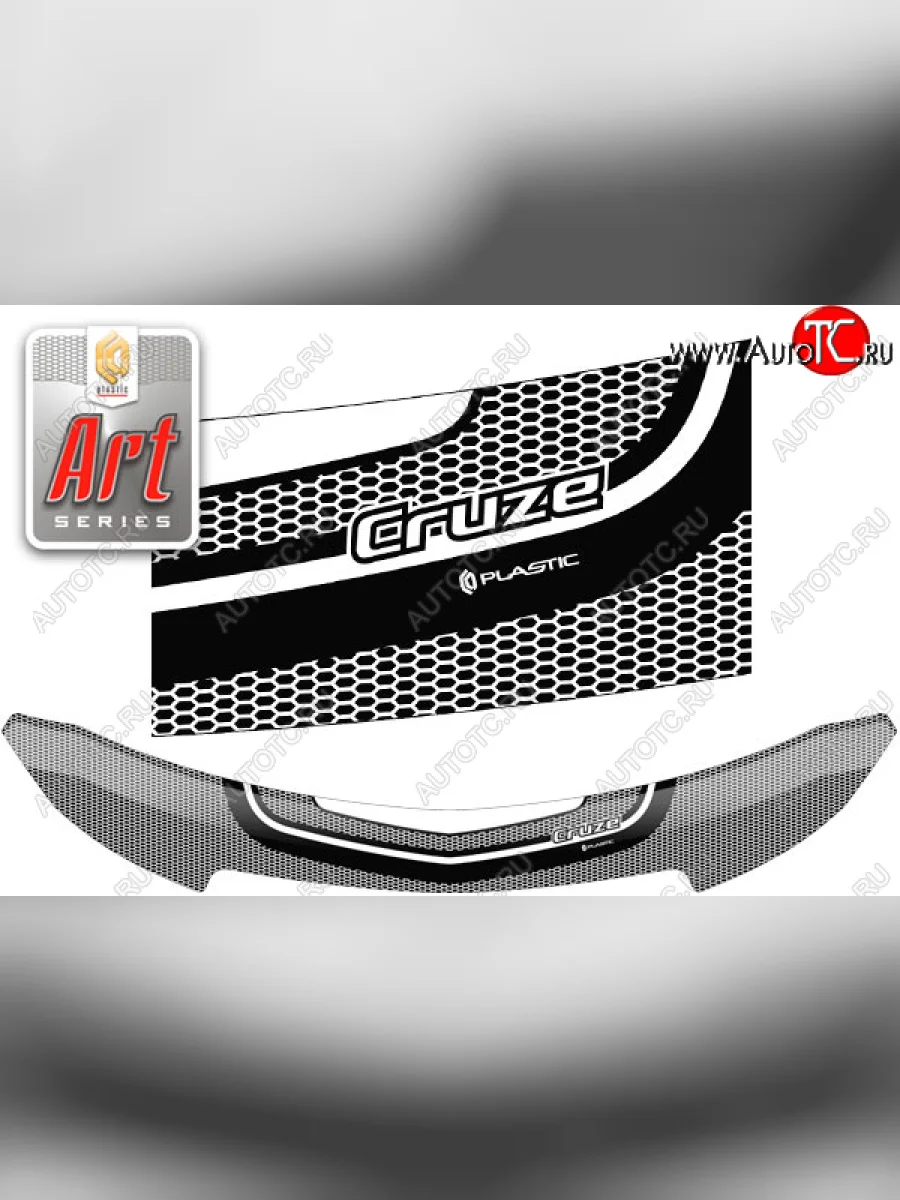 Дефлектор капота CA-Plastic Chevrolet Cruze J300 седан рестайлинг (2012-2015) (Серия Art серебро)  в Самаре Самарской области